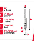 Measurement diagram of Pro Carbide Tipped 82 Degree Countersink Bit Fits Festool CENTROTEC with shank size and angles