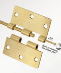 Satin Brass Rounded Door Hinges Three And A Half Inch One Quarter Radius Three Pack With Eighteen Free Screws for easy install
