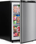 Compact 2.1 Cu Ft Upright Freezer With Reversible Door And Adjustable Thermostat For Dorms And Apartments Smooth Operator Design, showcasing various frozen foods.