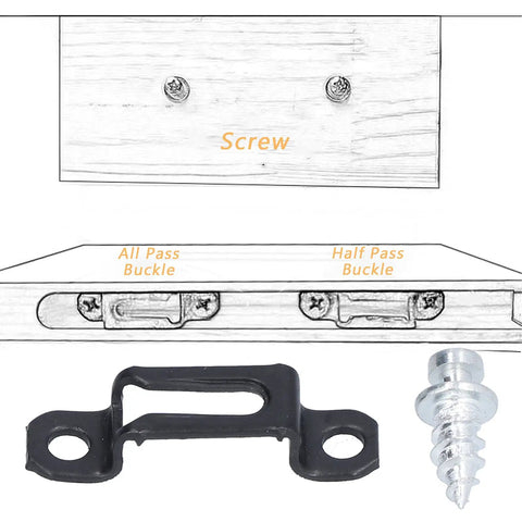 Real Deal Killer Slick Furniture Concealed Connector Two In One Invisible Hide Joint Fastener Kit Smooth Cold Rolled Steel showing screws and buckles.