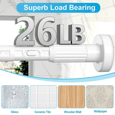 26lb load bearing Extra Long No Drill Tension Curtain Rod Extends From 40 To 166 Inches Heavy Duty Adjustable Rod