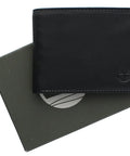 Men's Leather RFID Blocking Bifold Wallet For Everyday Carry And Daily Hustle, Premium Wellington Style In Black on box