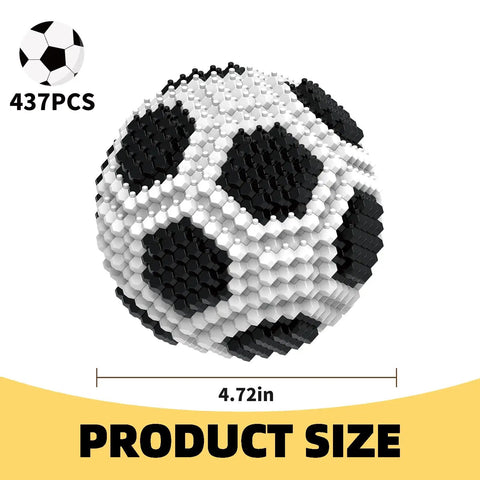 Soccer Themed 437 Piece STEM Building Block Set For Teens And Adults With 3D Polyhedral Spherical Blocks For Hands On Learning And Creative Decor And Skill Building Projects, 437PCS, 4.72in ABS plastic soccer ball model