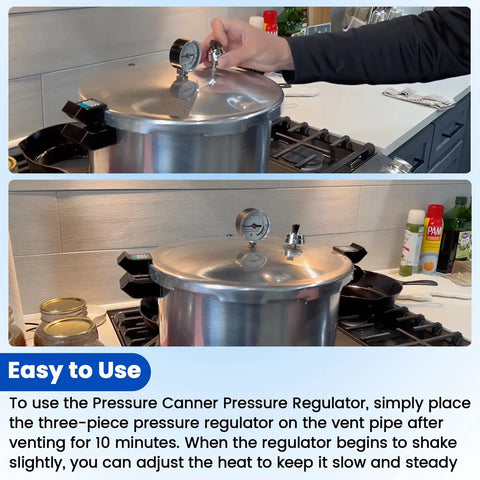 Three Piece Adjustable Pressure Regulator Kit For Canners And Pressure Cookers, 5 10 15 Lb Settings, hand adjusting regulator