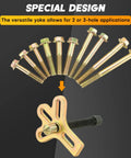 13 Piece Harmonic Balancer Steering Wheel Puller Kit's yoke and bolts shown in special design for removal applications.