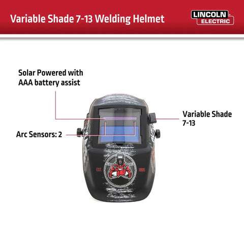 No Rules No Limits Auto Darkening Welding Helmet With Grind Mode And Shade 7 To 13, front view showing sensors and solar panel.