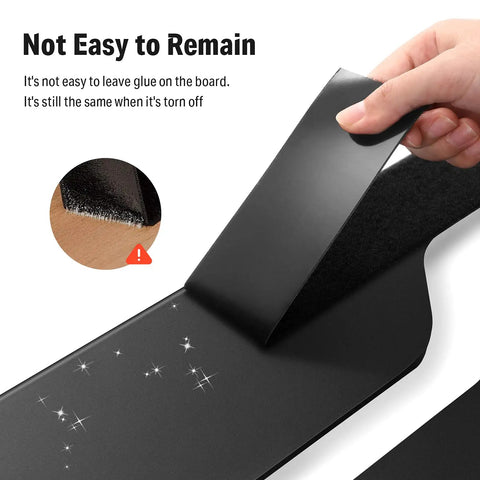 Hand peeling black Guitar Pedalboard Mounting Tape 2M Long By 50mm Wide With Hook And Loop showing adhesive strength