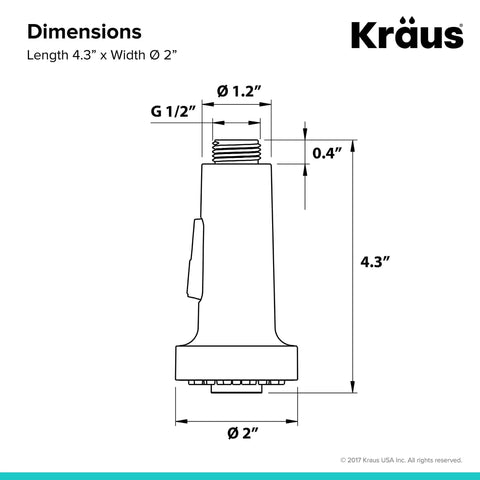 Dimensions of stainless steel finish dual function kitchen faucet sprayer replacement head for most faucets with spray and stream modes