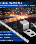 Beefy Heavy Duty Stainless Steel Exhaust Hanger Rods, 3/8 Inch By 10 Inch, Weld-On Design shown with welding sparks and steel materials