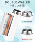 16oz Kid Sublimation Tumbler Set With Straws, 6 Pack, Stainless Steel, Double Walled showing insulation layers and ice cubes