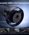 Pro Studio Dynamic USB XLR Podcast Microphone For Vocal Recording Content Creation And Voiceover with USB/XLR connections