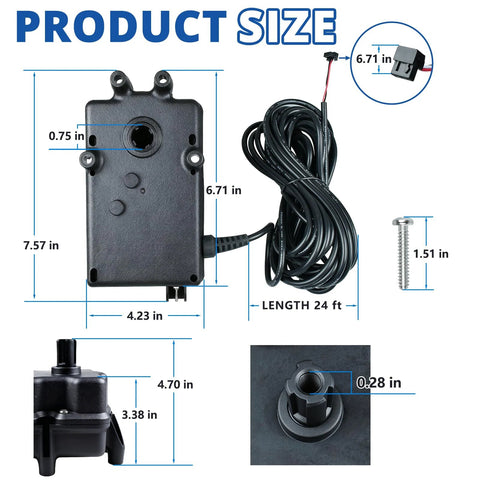 Front view of SPORDA CVA-24T valve actuator with 24 ft cable, 24V AC, mounting holes