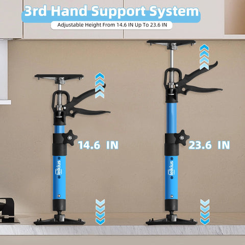 2-pack Leikius steel cabinet jacks with adjustable 14.6–23.6 in height for cabinet installation