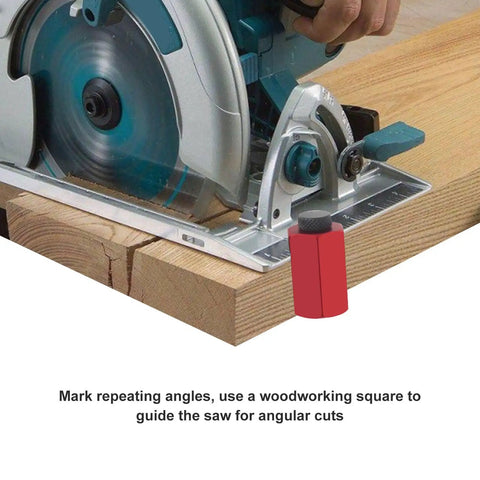 Dead Nuts Accurate Stair Gauge And Framing Square Stop Bracket With Hex Thumb Screw Adjustment For Smooth Lumber Marking And Tough Aluminum Workshop Gear on wood with saw.