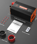 Beast 3000W Power Inverter 12V DC to 110V AC with remote, fuses, and cables for RV, boat, camping, solar setups, and off-grid use