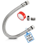 Heavy Duty Industrial Air Compressor Jumper Hose One Half Inch NPT Male, Twenty Inch Length, 450 PSI, 750 Fahrenheit Max, Stainless Steel Braided