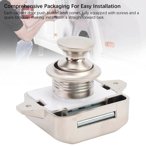 Push Button Cabinet Latch For RVs And Yachts, Zinc Alloy Cupboard Door Lock With Screws And Spare Cap, Pearl Nickel Finish