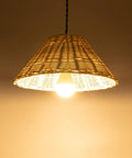 Kiven Instant Light Conversion Kit for 4/5/6inch Hole, 1-Light Glass Farmhouse Lighting with rattan shade and E26 bulb.