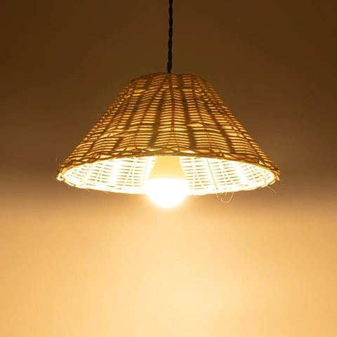 Kiven Instant Light Conversion Kit for 4/5/6inch Hole, 1-Light Glass Farmhouse Lighting with rattan shade and E26 bulb.