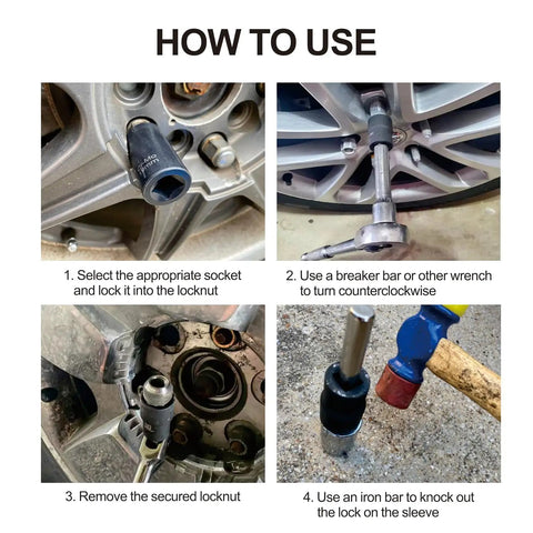 Bolt Nut Extractor Set Heavy Duty Metric Eight To Twenty Seven Millimeter With Impact Lug Removal Tool usage steps