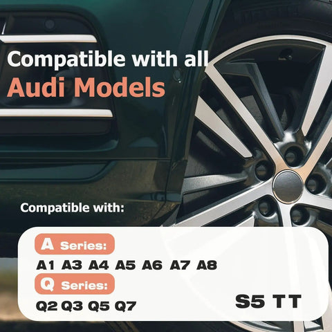 Heavy Duty Lug Nut Covers Complete 24 Pack With Removal Tool Gray Protect Wheel Bolts From Sun Salt And Rust Easy Clip On Fit For Audi A1 A3 A4 A5 A6 A7 A8 Q2 Q3 Q5 Q7 S5 TT shown on Audi wheel