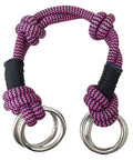 Two Tone Stiff Rope Nosepiece Bitless Bridle With Four Steel Rings Knotted For Precision Pink And Black Full Horse Size