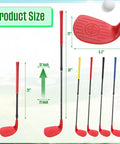 4 Pack Backyard Golf Club Set For Kids And Adults, Adjustable Plastic Practice Clubs with size chart and colorful designs