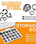 330 Piece Snap Rings Kit With E Clips And C Clips External Retaining Rings Assortment in storage box, 24 sizes from 2mm to 16mm