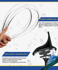 Hands holding Tesla OE Replacement Windshield Wiper Blades, close-up of double spring steel sheet and rubber technology features.