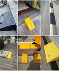 Built Tough Portable Loading Ramp With Grippiest Non Slip Surface Heavy Duty Threshold For Driveway Curb Loading Dock Wheelchair Setup Quick Swap Orange Model 25 By 45 Centimeter compact size displayed in various outdoor settings.