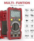 DIY Ready Pro Grade TRMS 6000 Counts Digital Multimeter With Auto Ranging NCV Capability showing display and controls.