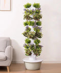 Vertical Hydroponic Tower Garden System For Herbs Fruits And Vegetables No Soil With Hydrating Pump Adapter Net Pots And Timer Indoor Multi Tier Grow Kit 9th Floor Size