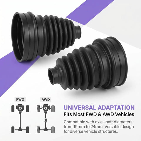 CV Axle Boot Repair Kit For 0.74 To 0.94 Inch Shafts Cuttable Joint Boot Bushing With Clamp And Cable Tie External Ball Cage Protection For Your FWD Or AWD Ride Black, black CV axle boots for FWD and AWD shafts
