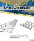 Bulk Pack Cable Tray 10 Feet Long By 6 Inches Wide By 2 Inches High Wire Mesh Cable Management Rack Organizer Basket Pro Grade Zinc Plated Steel NEC Approved For Network And Fiber Optic Cabling 90 Piece Set, cuttable