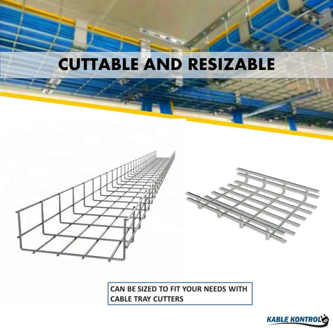 Bulk Pack Cable Tray 10 Feet Long By 6 Inches Wide By 2 Inches High Wire Mesh Cable Management Rack Organizer Basket Pro Grade Zinc Plated Steel NEC Approved For Network And Fiber Optic Cabling 90 Piece Set, cuttable