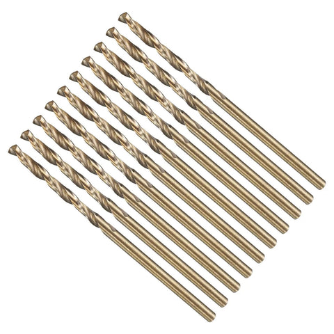 2 Point 5mm Drill Bit Set 10 Pc High Speed Steel Straight Shank 118 Degree Gold Finish For Copper Aluminum Wood Plastic And Light Metals DIY Friendly Handyman Grade Kit For Everyday Home Projects