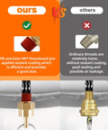 Comparison of precision NPT threads and ordinary threads on air tank drain valve plug fitting with sixty inch cable brass construction.