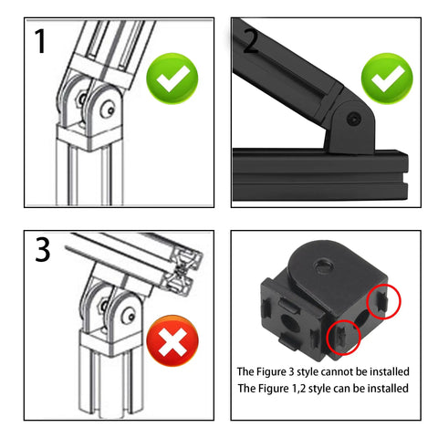 4 Pack Black Flexible Pivot Joint Connectors For 2020 Series Aluminum Extrusion Profiles Durable Zinc Alloy 180 Degree Rotation on black 2020 extrusion frame
