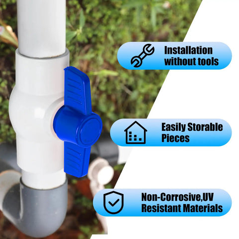 Three Quarter Inch PVC Ball Valve With Slip Connection And Easy Turn Blue T Handle For Water Projects And Outdoor Irrigation