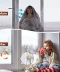 Before and after image showing the effect of White Foam Rubber Seal Tape Self Adhesive Weather Stripping on windows.