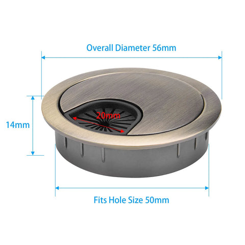 2 Pack 2 Inch Metal Desk Grommet Bronze Finish With Removable Lids For Cable Management Fits 2 Inch Hole Zinc Alloy Desk Cable Organizer