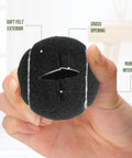 Heavy Duty Precut Tennis Ball Chair Leg Covers 150 Piece Black Bundle showing soft felt exterior and rubber interior.
