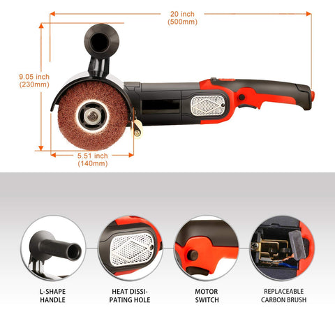 Heavy Duty Pro Grade Burnishing Polishing Machine Kit 1200W 110V Polisher Sander With 4 Nonwoven Wheels, dimensions and features