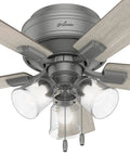 42 Inch Indoor Ceiling Fan With LED Lights And Pull Chain Low Profile Flush Mount Ultra Quiet 5 Blade Ceiling Fan For Bedroom