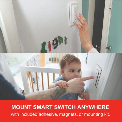 Person using smart switch from RGB Color Changing Smart Bulbs That Work With Alexa And Google Home 3 Pack Starter Kit With Smart Switch