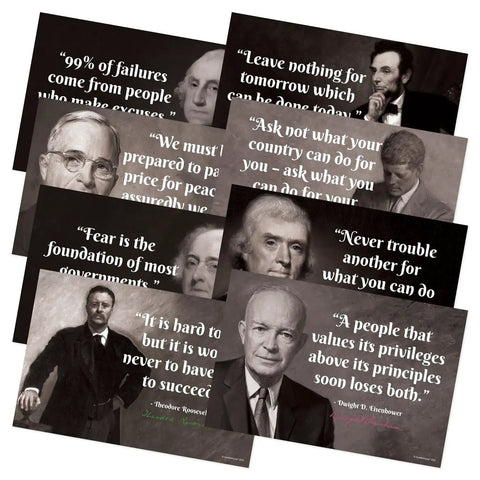 Eight American Presidents Quotes Poster Set For Classrooms And Homes, Social Studies Learning Posters, 12x18, USA made