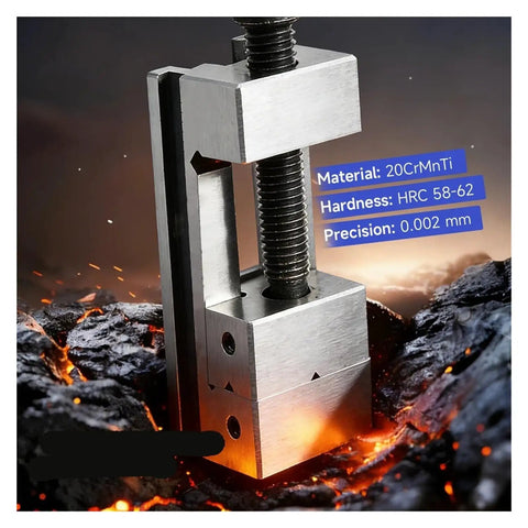 1 1.3 Or 1.5 Inch Mini Parallel Jaw Vise With V Type Cross Bench Design featuring 20CrMnTi material and 0.002 mm precision.