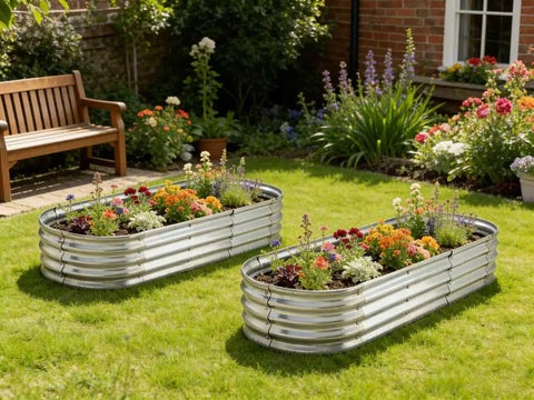 Raised Garden Bed 6 Ft By 2 Ft Metal Elevated Planter Two Pack For Vegetables Flowers And Herbs Galvanized Steel Frame