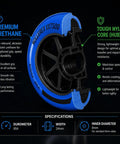 80mm Inline Skate Wheels 85A Urethane Dope Ride for Indoor and Outdoor Skating, Deep Sea Blue, cutaway view showing premium urethane and nylon core