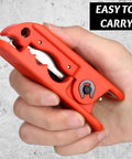 Hand holding Two Piece LCP-240 Wire Stripper Set With Ten Blades, Heavy Duty Cable Stripping Tool For AWG 12 To 4/0 Cables